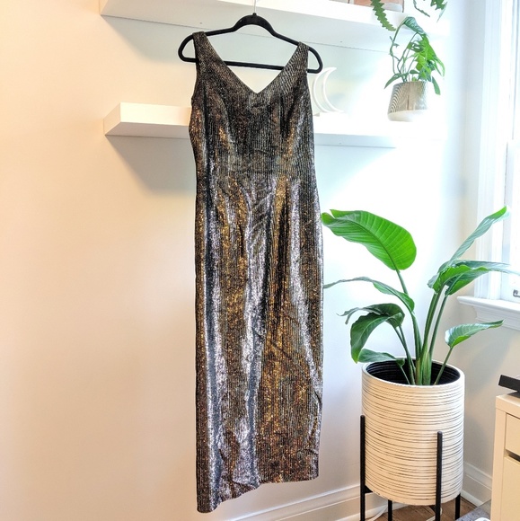 Vintage Metallic Velvet Dress - Picture 1 of 6